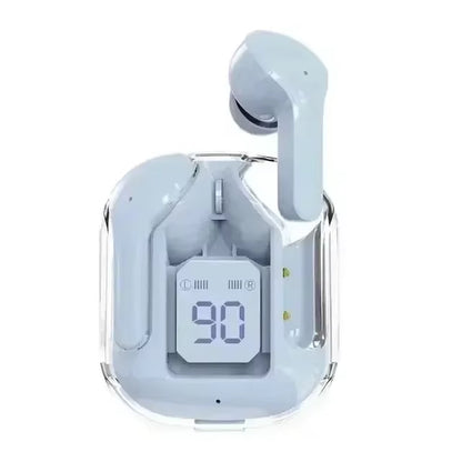 CrystalBeats BT30: Transparent TWS Bluetooth 5.3 Earbuds with Digital Display & Noise Canceling